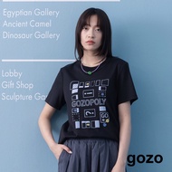 [gozo] gozo Monopoly Shape Collar Fitting T-Shirt (Black/White _ L) | Women's Round Neck Casual
