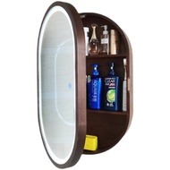 S-6💝Oval Bathroom Mirror Cabinet Storage with Light Wall Hanging Dressing Makeup Toilet Bathroom Mirror Wall-Mounted Ful