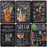 Cocktail Ingredients, Vintage Rum Punch Metal Plates, Mojito Metal Sign, Bloody Mary, Painting Wall 