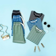 AI171 }} Yameena.kids Children's Striped T-Shirt Set Cotton Combed & Baby Terry