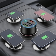 100W Multi-Port Car Charger 5-in-1 with Digital Volt Meter for Phones & Tablets