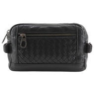 Bottega Veneta Intrecciato 編織腰包/腰帶包，小牛皮，黑色，斜挎/單肩包，拉鍊，男士 [二手]