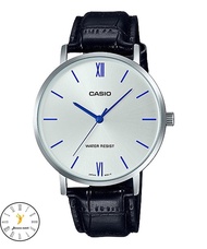 Casio Standard นาฬิกาข้อมือผู้ชาย สายหนังแท้ รุ่น MTP-VT01L-1B - สีดำ