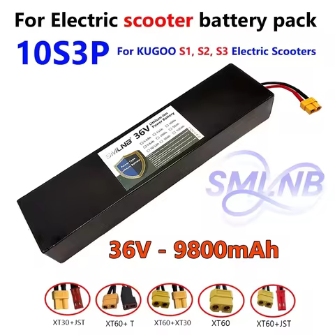 36V 9800mAh battery For KUGOO S1, S2, S3 Electric Scooters built-in BMS 18650 10S3P lithium-ion batt