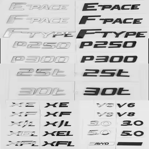 Car Emblem Letters Rear Trunk Sticker Accessories For X S F XF XE XJ XK XEL XFL XJL XJ6 XJS XKR XFR 