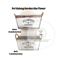 Flower garden tin Pot 11.5x19.5cm rectangular grey