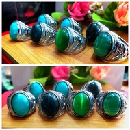 Pelbagai Jenis Warna Cincin Batu Jed Hjiau(Green Jade) dan Mata Kucing Hijau, Ikat dgn Cincin Sarung