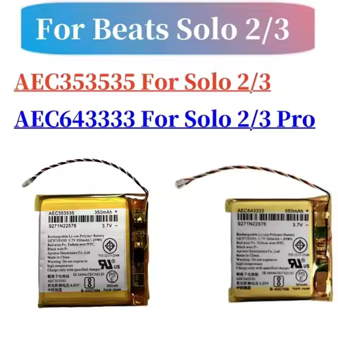 New Headset Battery AEC353535 AEC643333 For Beats Solo 2.0 3.0 Studio 2 3 Pro Solo2 3 Original Batte