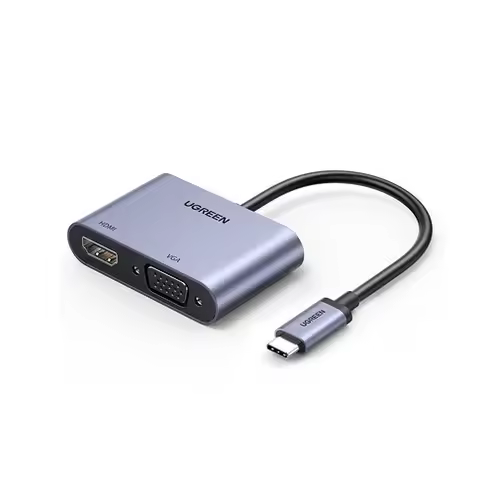 UGREEN USB C to HDMI-and-VGA Adapter 2 in 1 Multi-Function Hub Type C to HDMI-VGA Converter Aluminum