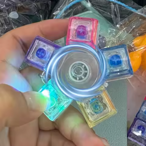 Stress Relief Rotate Glowing Click Keychain Portable LED Light Keyboard 2/3/5Keys Click Button Fidge