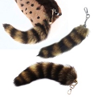 SE Plush Foxes Tail Keychain Furry Racoon Tail Keyring Keychain Animal Tail-Key