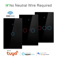 Smart Wifi Touch Switch No Neutral Wire Required Smart Home 1/2/3 Gang Light Switch 100-240V Works w