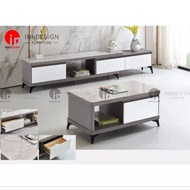 Annella Glass Top Extendable tv cabinet TV Console (L180CM)/ Coffee Table (Free Delivery and Installation)