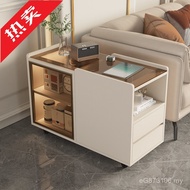 可 [Household Side Cabinet Slate Light Luxury Solid Wood Sofa] Corner Table Modern Simple Living Room