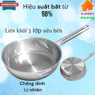 CHẢO INOX 304 ĐA LỚP đáy từ dùng mọi loại bếp chính hãng Sunhouse In20m6-in26m6