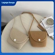 Korean Shoulder Bag Women Sling Bag Snap Closure Messager  Woven Bag5