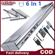AqToCna USB-C 8-in-1ขาตั้งแล็ปท็อปพร้อมแท่นวางอเนกประสงค์ USB C Dock แท็บเล็ตขาตั้งอะแดปเตอร์ฮับชนิด