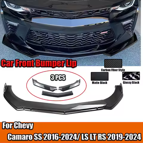 Car Front Bumper Lip For Chevy Camaro SS 2016 2017-2024/ LS LT RS 2019-2024 Splitter Spoile 3 Pieces