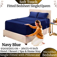 PREMIUM BEDSHEET FITTED BEDSHEET PLAIN BEDSHEET SINGLE SUPER SINGLE QUEEN KING NAVY BLUE | GREY CADA
