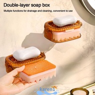 KA Soap Box, Foam Bottle Detergent Filling Detergent Dispenser, Portable Double Layer Sponge Holder Home Kitchen Tool