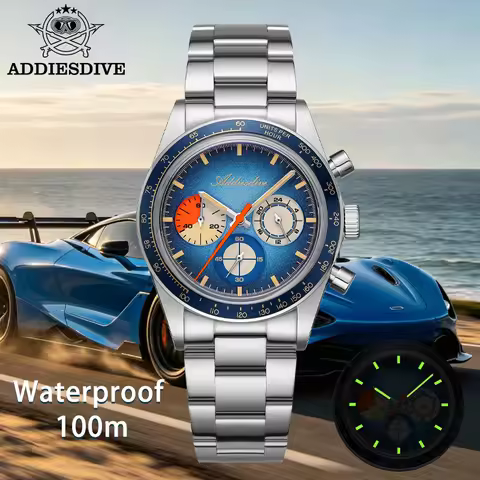ADDIESDIVE Top Brand AD2551 Chronograph Watch C3 Super Luminous 316L Stainless Steel 10Bar Waterproo