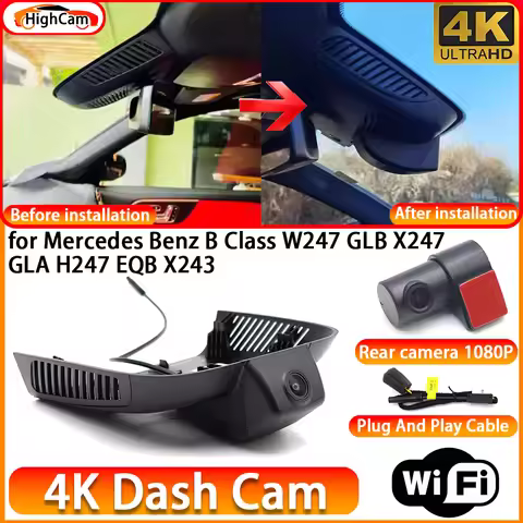 HighCam for Mercedes Benz B Class W247 GLB X247 GLA H247 EQB X243 OEM 4K DVR Dash Cam Front Rear Cam