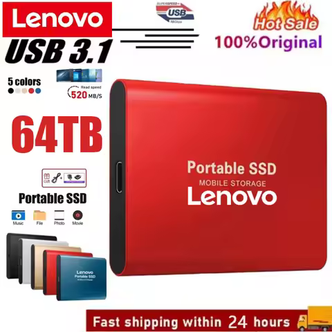 Lenovo External Hard Drive Portable SSD 1TB 2TB External Mobile Hard Disk 32TB USB 3.1/Type-C Solid 