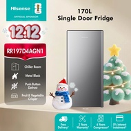 [FREE INSTALL] Hisense Single Door (170L) Refrigerator Fridge RR197D4AGN1 /  RR198D4ABM1 - Silver / 