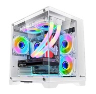 KENLEI KEYTECH Robin Cube DUAL CHAMBER CASE MICRO ATX MINI ITX Desktop Gaming PC Case tempered glass