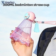 TIMEKEY 300ML Creative Badminton Straw Bottle With Handle Rope Portable Outdoor Sports Travel Bottle
