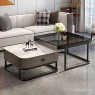 Nordic Light Luxury Modern Small Apartment Glass Living Room Combination Household Coffee Table Tabl