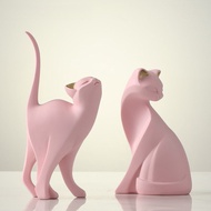 Minimalist Pink Cat Figurine Set Nordic Deco Pink Decoration Bedroom Decoration Living Room Aestheti