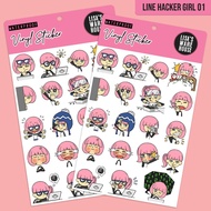 Sticker Line Hacker Girl