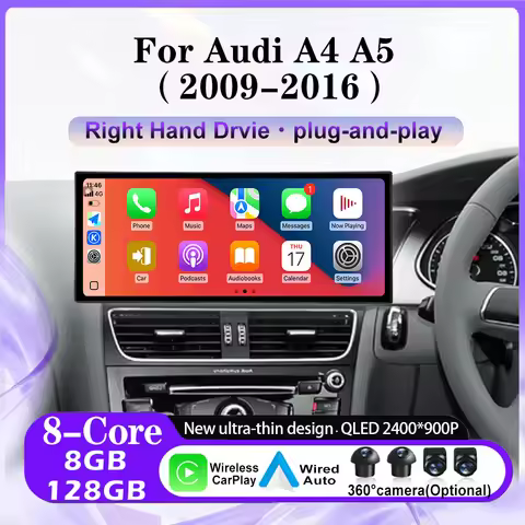 RHD For Audi A4 A5 2009-2016 Android 16 Car Video Multimedia Radio Player Bluetooth GPS Wireless Car