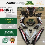 RAPIDO Cover Set Yamaha Lc135 V1 Spark-I (67) Black Body Cover Coverset Sticker Tanam Stripe
