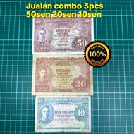 A913 duit kertas 50sen 20sen 10sen king malaya duit kertas lama zaman British MALAYA duit lama