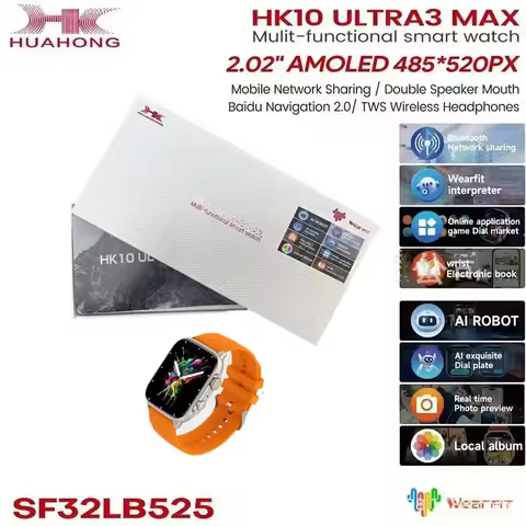 2025New Origina HK10 ULTRA 3 MAX Smartwatch 49mm HD AMOLED 4G ROM Bluetooth Call Network Chat Robot 
