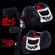 FRRTC Fishing Reel Black Reel 10KG Max Drag Baitcasting Reel 7.2:1 Gear Ratio Magnetic Brake Jigging