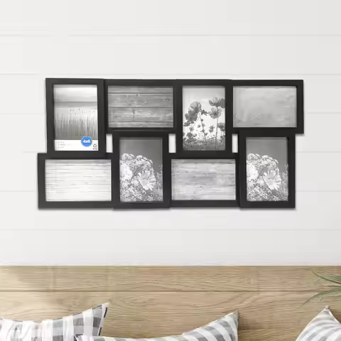 Best-selling home items 4x6 Picture Frame Black Gallery Wall 8 Photo Linear Program Display Multiple