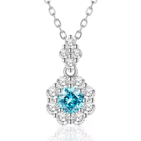 S925 Silver Necklace Exquisite Fashion Style 50 Cent Flower Bract Necklace Pendant Flower shaped Nec