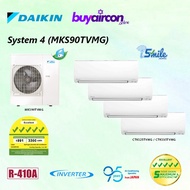 (R410A) Daikin iSmile Aircon  System 4 with WiFi,5 Ticks, Free Installation for 25 Feet/Fan-coil- MKM100VVMG,