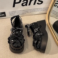 Thick Sole Leather Shoes | Lolita Punk Y2K Sweet Cool Style - Y251024