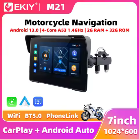 EKIY 7.0" Wireless CarPlay Moto Android Auto Android 13.0 Portable Digital Motorcycle Dashboard GPS 
