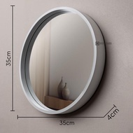 Aesthetic Round Mirror with Wooden Frame 35X35cm Toilet Sink/ - White