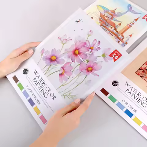 Large Size Watercolor Coloring Notebook, Drawing Paper, Coloring Drawing Notebook, DIY Decompression