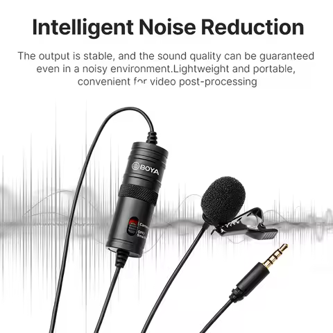 BOYA BY-M1 Omni-directional Lavalier Microphone Lapel Clip-on Condenser Mic with 3.5mm Plug for DSLR