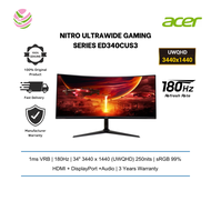 Acer Nitro Ultrawide Gaming Series ED340CUS3 (34" Curve / VA Panel / 3440 x 1440 UWQHD / 180hz / sRG