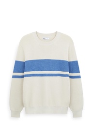 AIIZ (เอ ทู แซด) - AIIZ เสื้อสเวตเตอร์ผู้ชายทอริบทอลายทาง AIIZ Mens Striped Ribbed-Knit Sweater