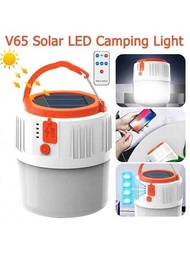 1只可遙控太陽能/usb充電長效露營燈,適用於露營和緊急照明