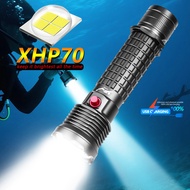XHP70 Professional Diving Flashlight Rechargeable 4 Modes Diving Underwater Waterproof Lantern Porta